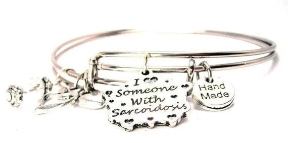 Astro theme bangles-I Love Someone With Sarcoidosis Expandable Bangle Bracelet Set