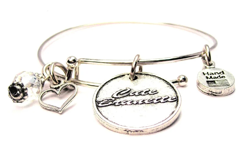 Polished silver bangles-Cute Brunette Expandable Bangle Bracelet