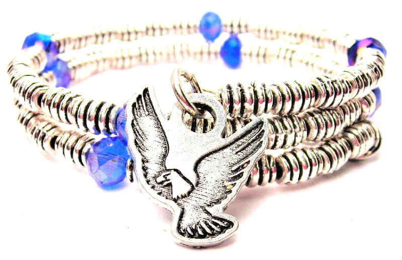 Curved charm bangles-Flying Eagle Curly Coil Wrap Style Bangle Bracelet