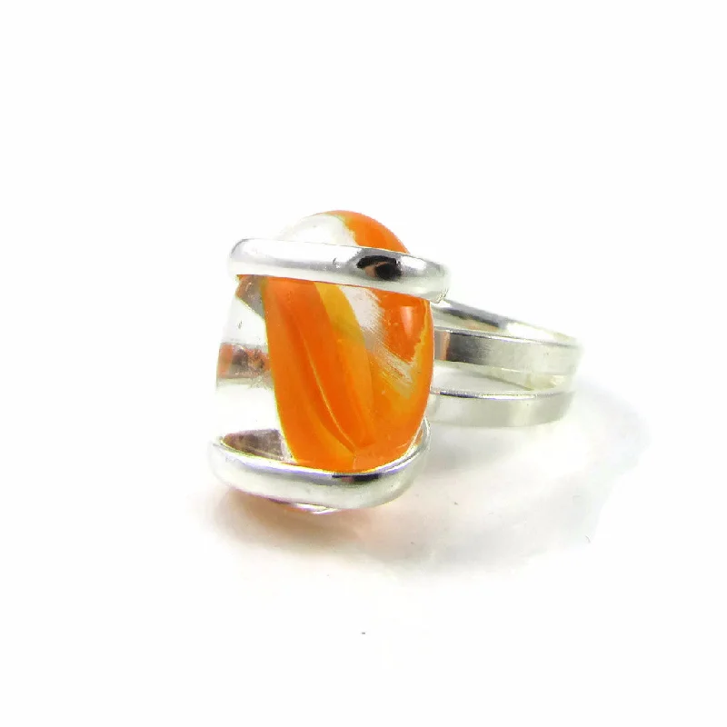 Bold druzy rings-Parallel Ring - Orange Stripe