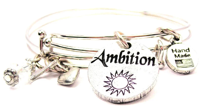 Oval gem bangles-Ambition Circle Expandable Bangle Bracelet Set