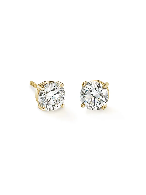 Polished charm earrings-Classic Yellow Gold Diamond Stud Earrings