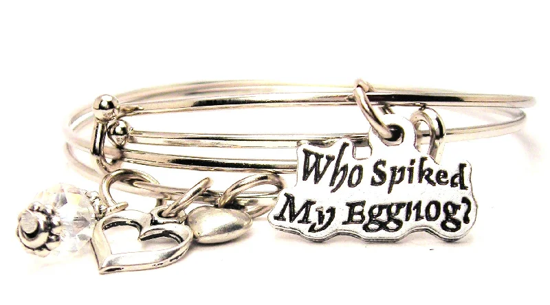 Tiny wing bangles-Who Spiked My Eggnog Expandable Bangle Bracelet Set