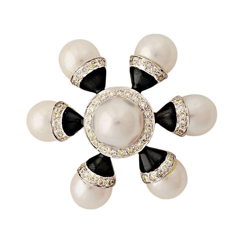 Bow design brooch-Brooch-South Sea Pearl and Diamond