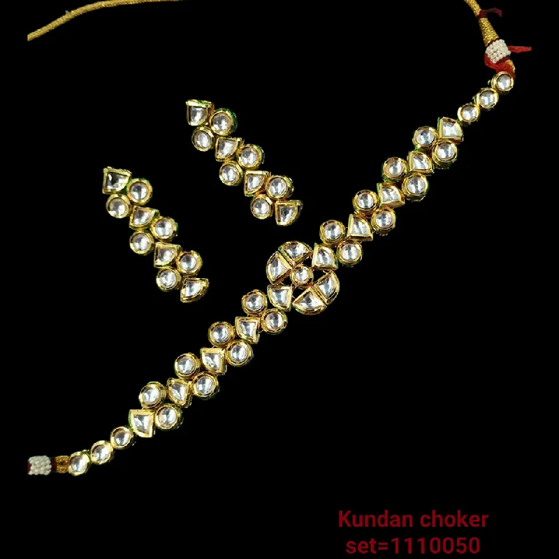 Topaz stone necklaces-Padmawati Bangles Kundan Stone Gold Plated Necklace Set