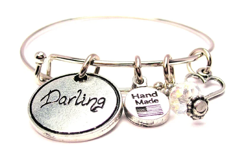 Textured letter bangles-Darling Bangle Bracelet