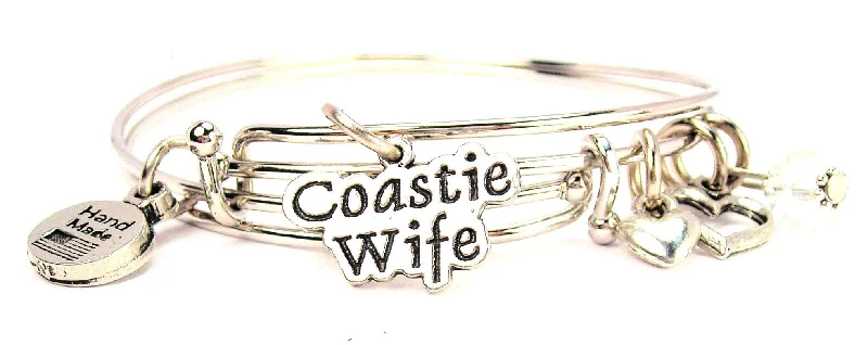 Tiny dot bangles-Coastie Wife Expandable Bangle Bracelet Set