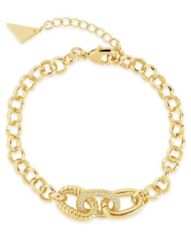 Chunky cuff bangles-Jaycee CZ Interlocking Chain Bracelet