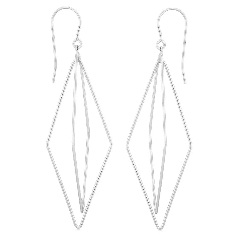 Sleek gem earrings-Sterling Silver Lantern Earrings