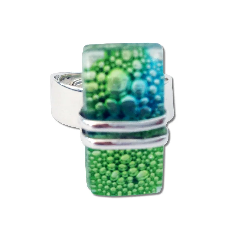 Daisy rings-Wrap Blown Glass Ring - Green