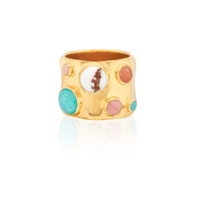 Beaded stone rings-Anna Beck Gold Wavy Multi-Stone Ring