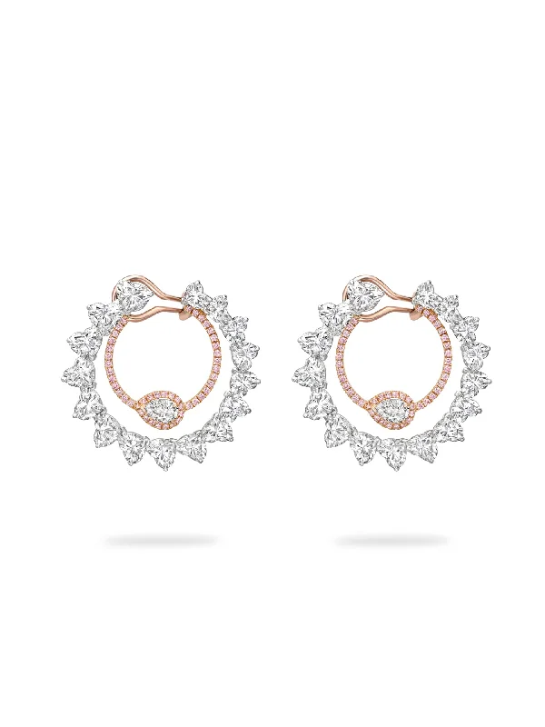 Deco style earrings-Firework Pink Diamond Platinum and Rose Gold Earrings