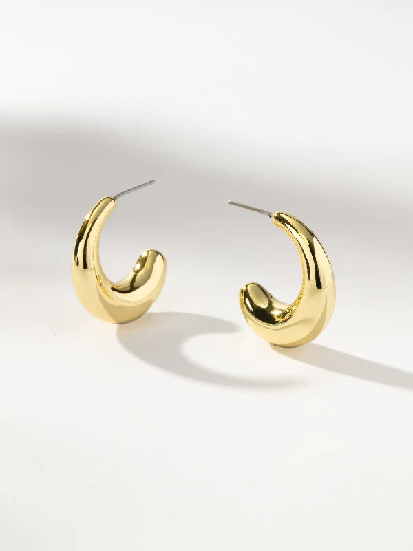 Sleek gem earrings-Dome Hoop Earrings