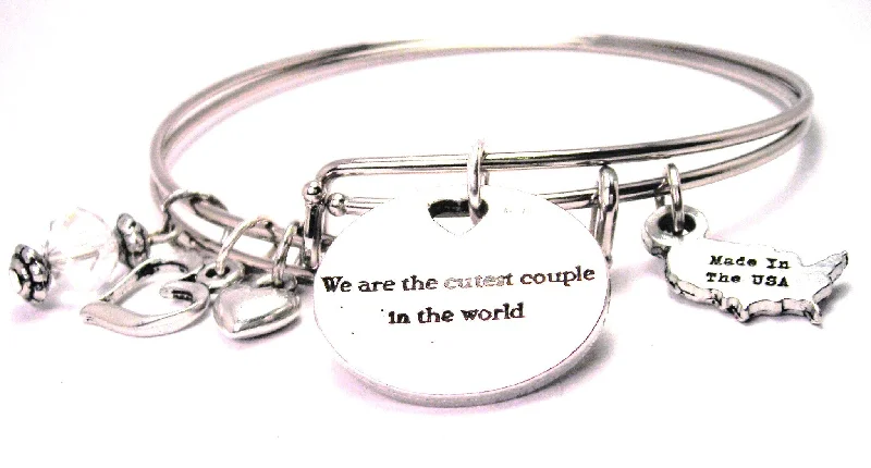 Spirit eye bangles-We Are The Cutest Couple In The World Expandable Bangle Bracelet Set