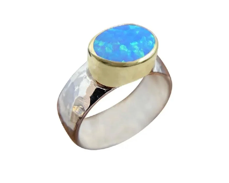 Smooth form rings-Yaron Morhaim 9ct Gold and Sterling Silver Opal Ring