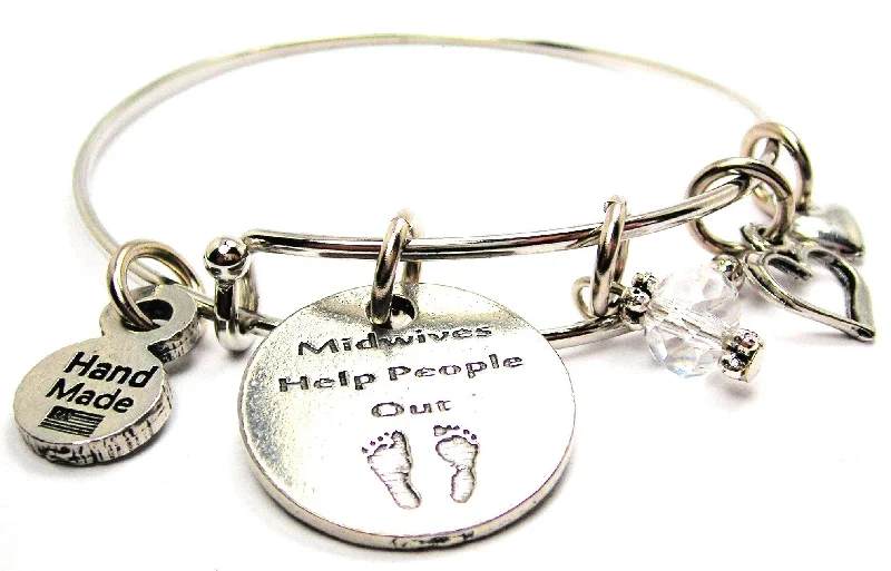 Swirl shape bangles-Midwives Help People Out Expandable Bangle Bracelet