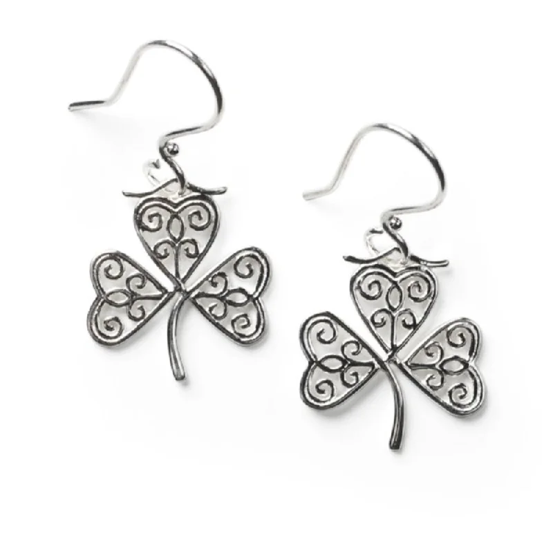 Bold cross earrings-Sterling Silver Clover Earrings