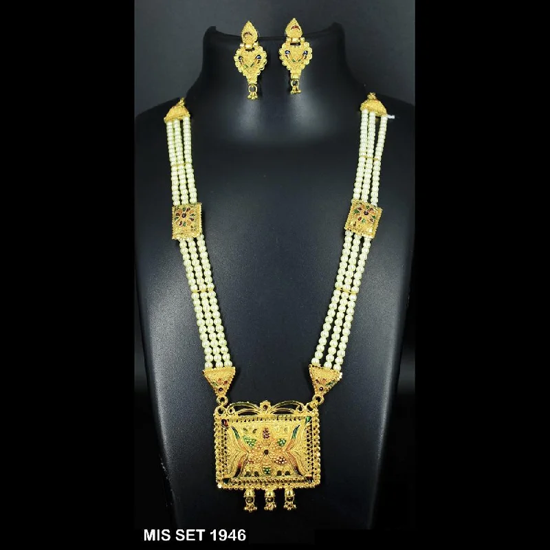 Tarnished silver necklaces-Mahavir Forming Gold Necklace Set - MIS 1946 SET