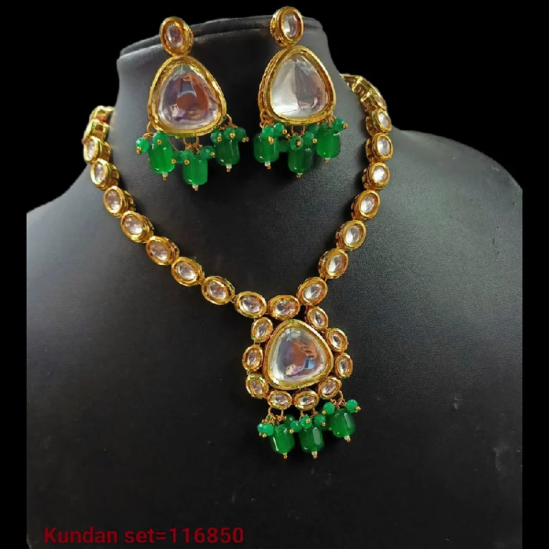 Wide bib necklaces-Padmawati Bangles Kundan Stone Gold Plated Necklace Set