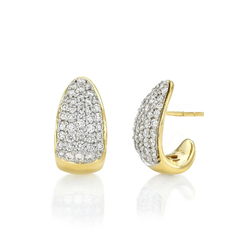 Swirl drop earrings-Medium Pavé Diamond Tusk Earrings | Ready to Ship