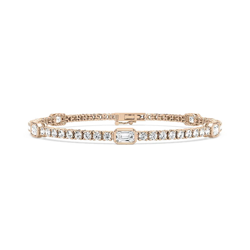 Wide gold bangles-Bezel Station Tennis Bracelet