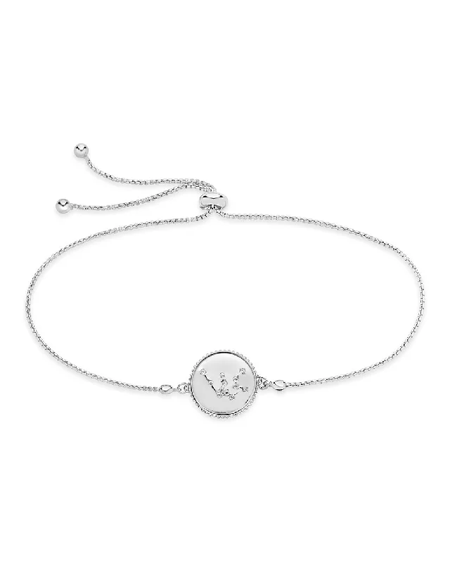 Fox motif bangles-Sterling Silver CZ Constellation Disk Bolo Bracelet