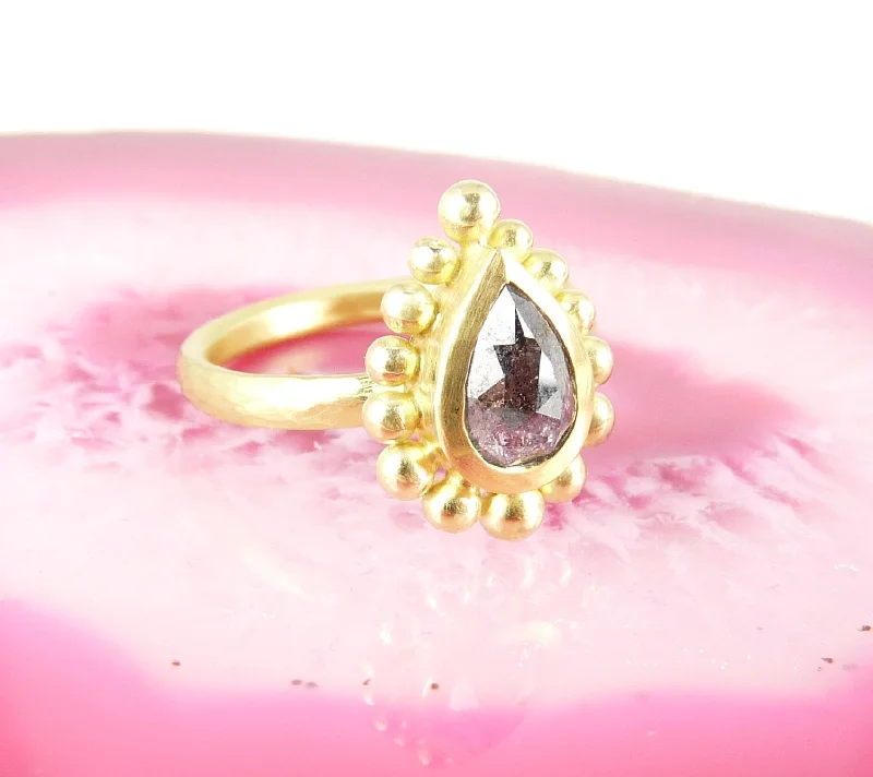 Astro birthstone rings-Salt & Pepper Diamond Courtesan Ring