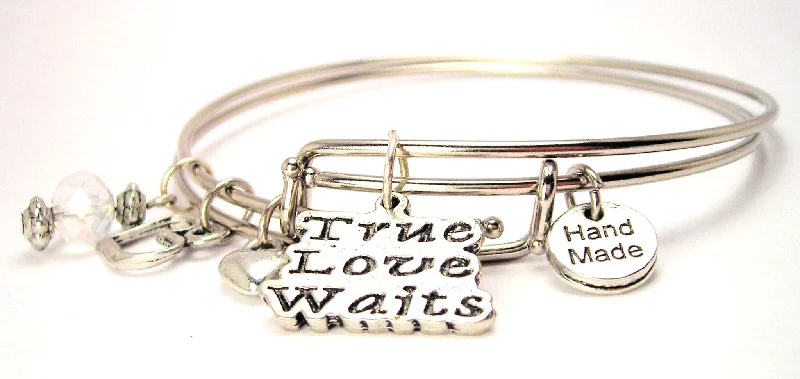 Hand-shiny bangles-True Love Waits Expandable Bangle Bracelet Set