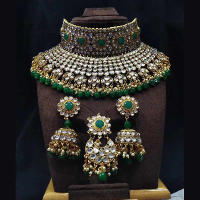 Turquoise gem necklaces-Manisha Jewellery Kundan Stone & Beads Necklace Set