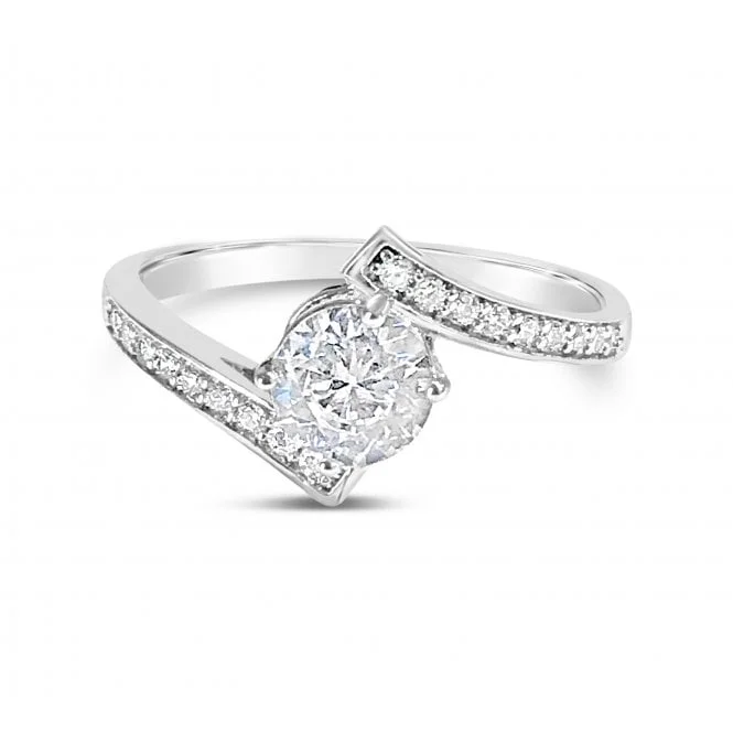 Pure crystal rings-Park Lane Rhodium Plated Twisted Ring with cubic zirconia stones.