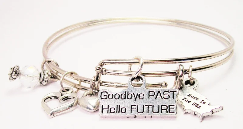 Vivid diamond bangles-Goodbye Past Hello Future Expandable Bangle Bracelet Set