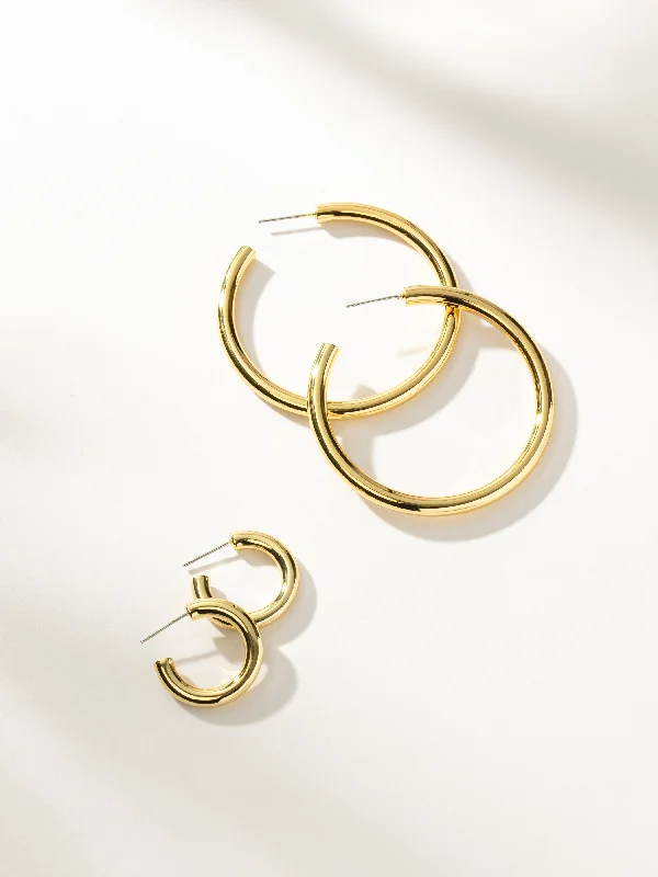 Rough texture earrings-Classic Thick Gold Hoop Earrings