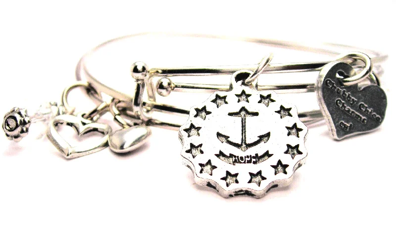 Sleek design bangles-Rhode Island Hope Symbol Expandable Bangle Bracelet Set