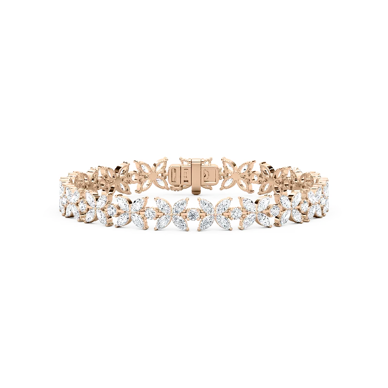 Slanted design bangles-Marquise Floral Tennis Bracelet