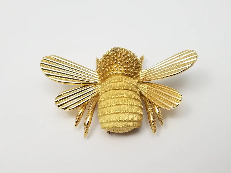 Tiny wing brooch-Large 18k Yellow Gold Turo Bumble Bee Brooch