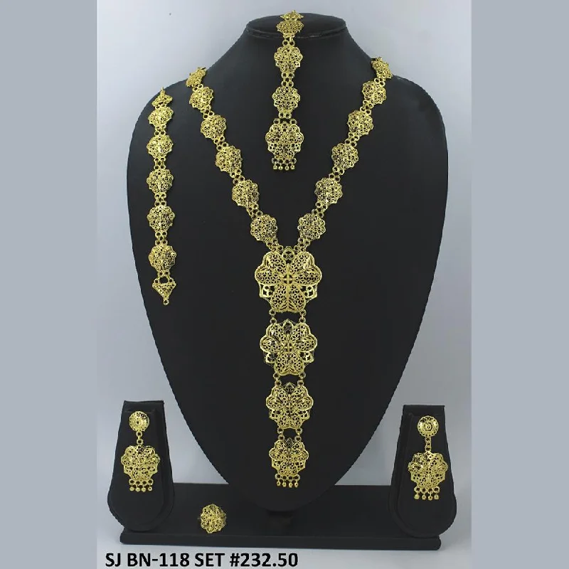 Swirl shape necklaces-Mahavir Forming Gold Necklace Set   - 36- SJ- BN-118