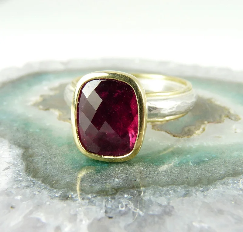 Clear quartz rings-Pink Tourmaline Ring