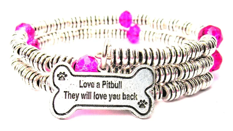 Cultured pearl bangles-Love A Pitbull They Will Love You Back Curly Coil Wrap Style Bangle Bracelet