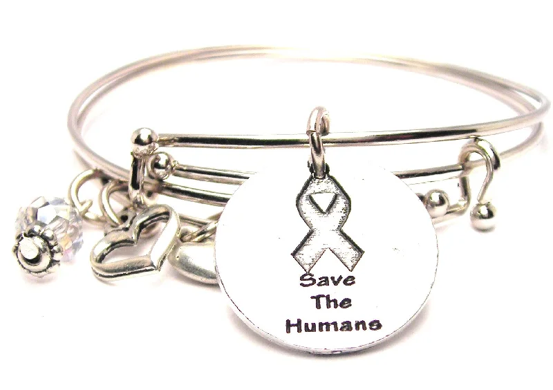 New moon bangles-Save The Humans With Awareness Ribbon Expandable Bangle Bracelet Set