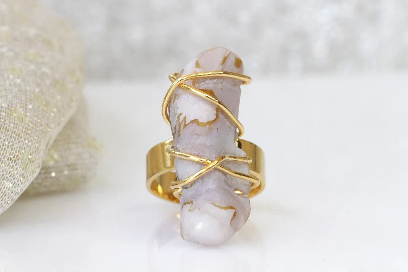 Elastic gem rings-BAROQUE PEARL RING