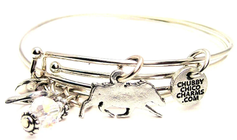 Fiber edge bangles-Boar Mascot Expandable Bangle Bracelet Set