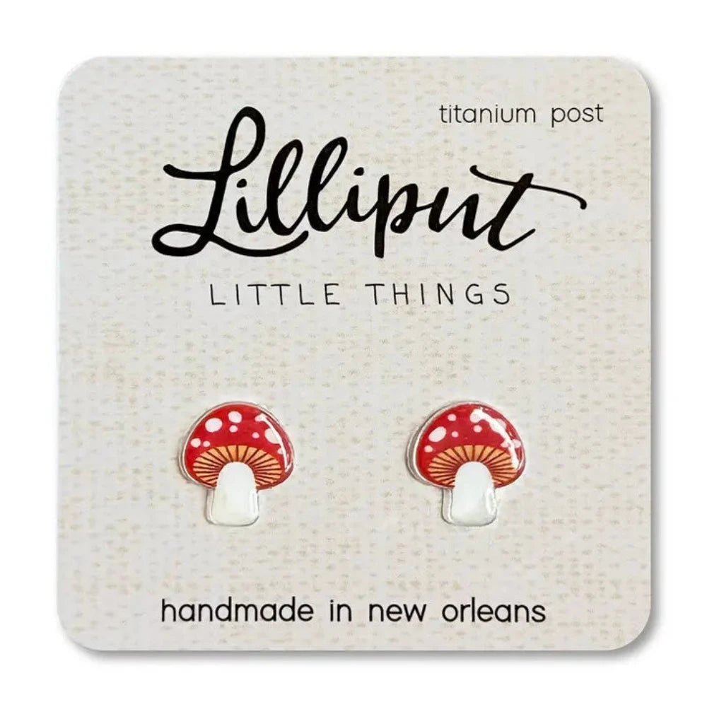 Silk cord earrings-Lilliput Little Things Mushroom Earrings