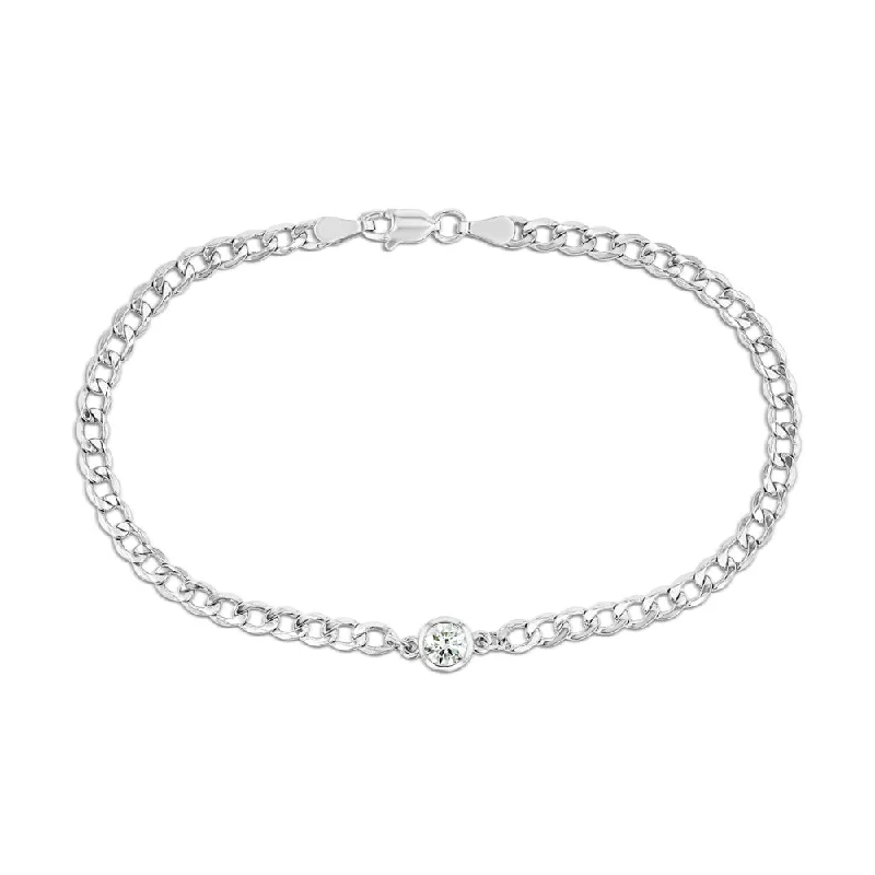 Tri-tone bangles-Diamond Bezel Curb Chain Bracelet