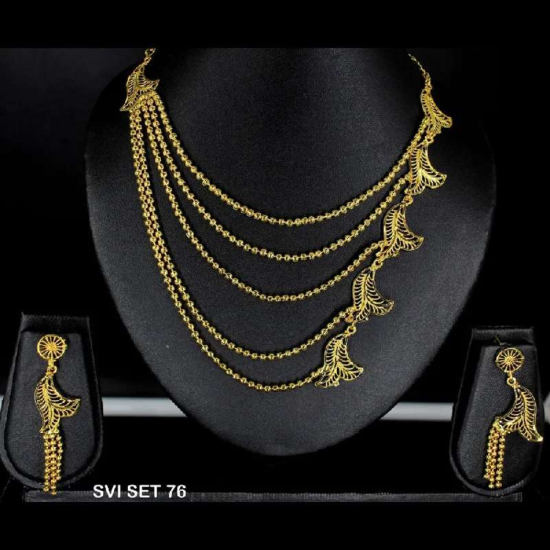 Layered chain necklaces-Mahavir Forming Gold Necklace Set - SVI SET 76