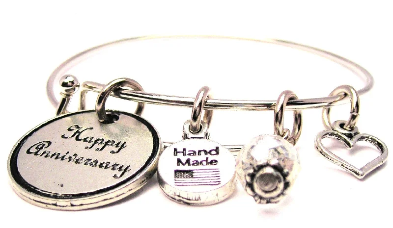 Layered link bangles-Happy Anniversary Circle Expandable Bangle Bracelet