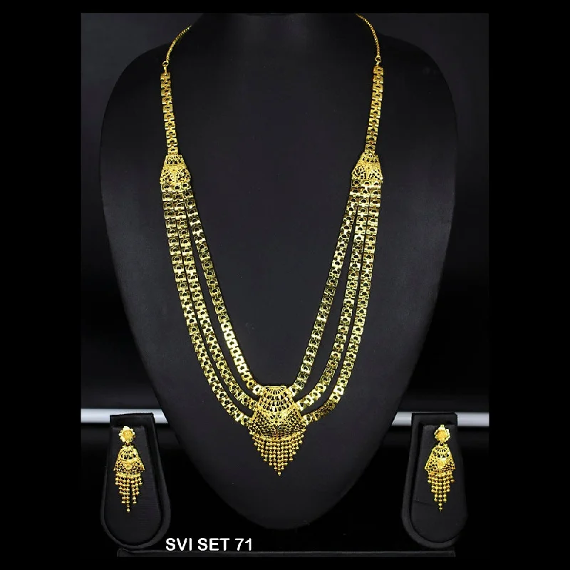 Freshwater pearl necklaces-Mahavir Forming Gold Necklace Set - SVI SET 71