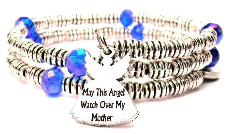 Spirit charm bangles-May This Angel Watch Over My Mother Curly Coil Wrap Style Bangle Bracelet