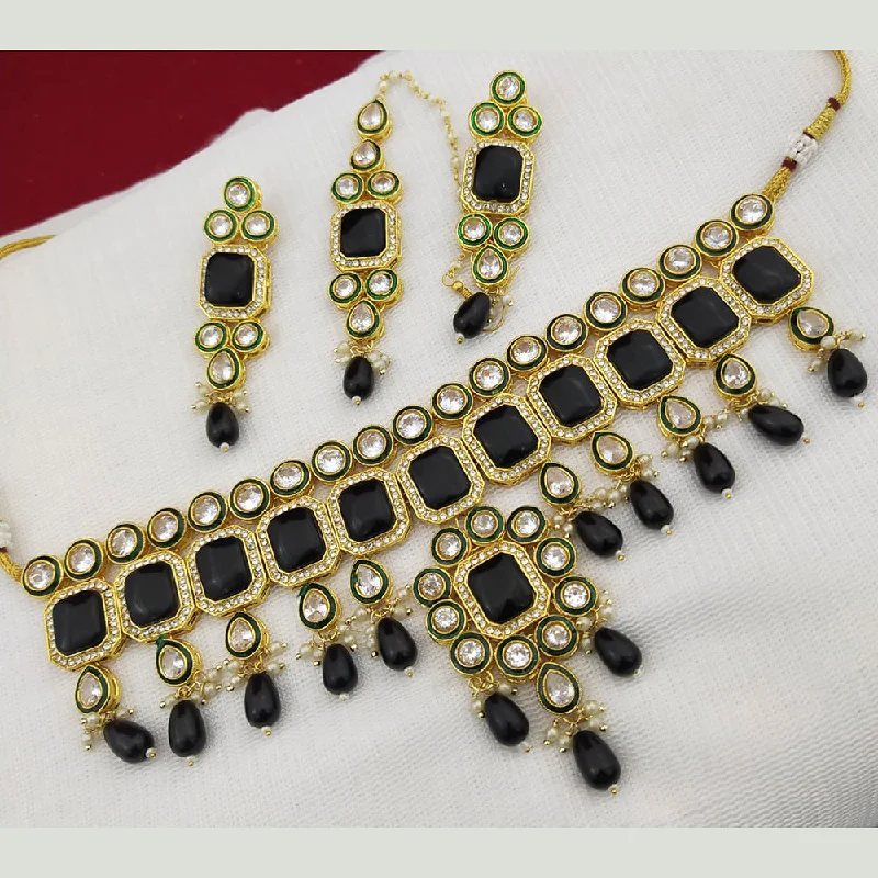 Linen cord necklaces-Manisha Jewellery Gold Plated Kundan Stone Choker Necklace Set