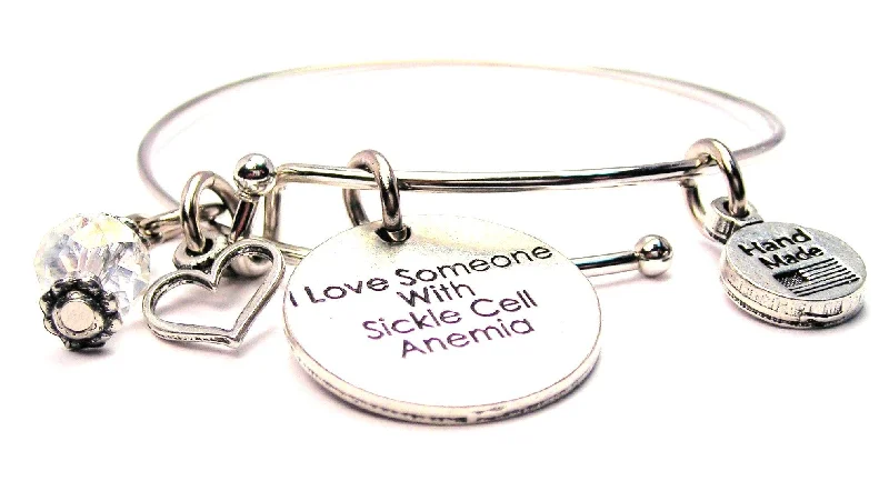 Multi-gem bangles-I Love Someone With Sickle Cell Anemia Expandable Bangle Bracelet