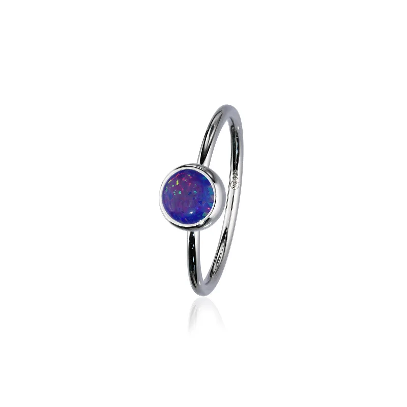 Hand-polished rings-Indie Silver Stone Ring Purple Opal Flake FSR 4